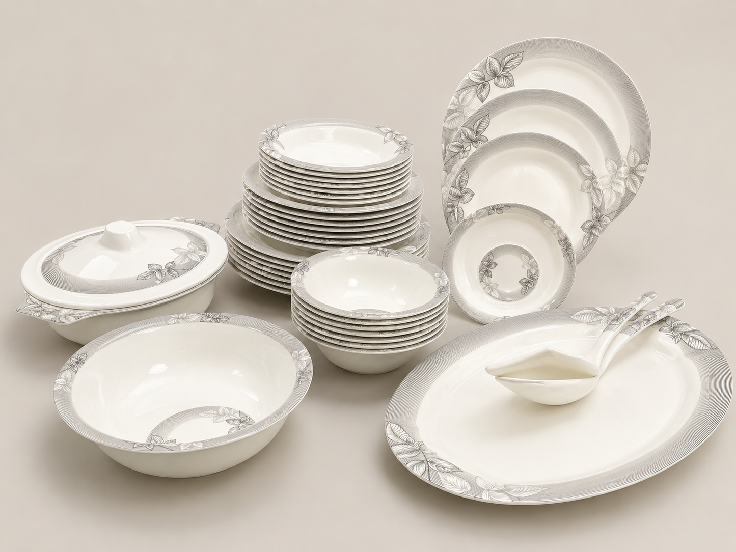 OceanKaka Premium 38 PCS Ceramic Dinner Set – 8 Person Serving