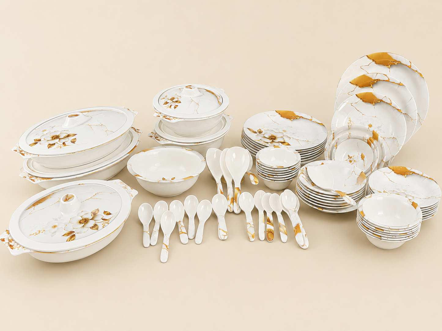 OceanKaka Premium 72 PCS Melamine Dinner Set – 8 Person Serving