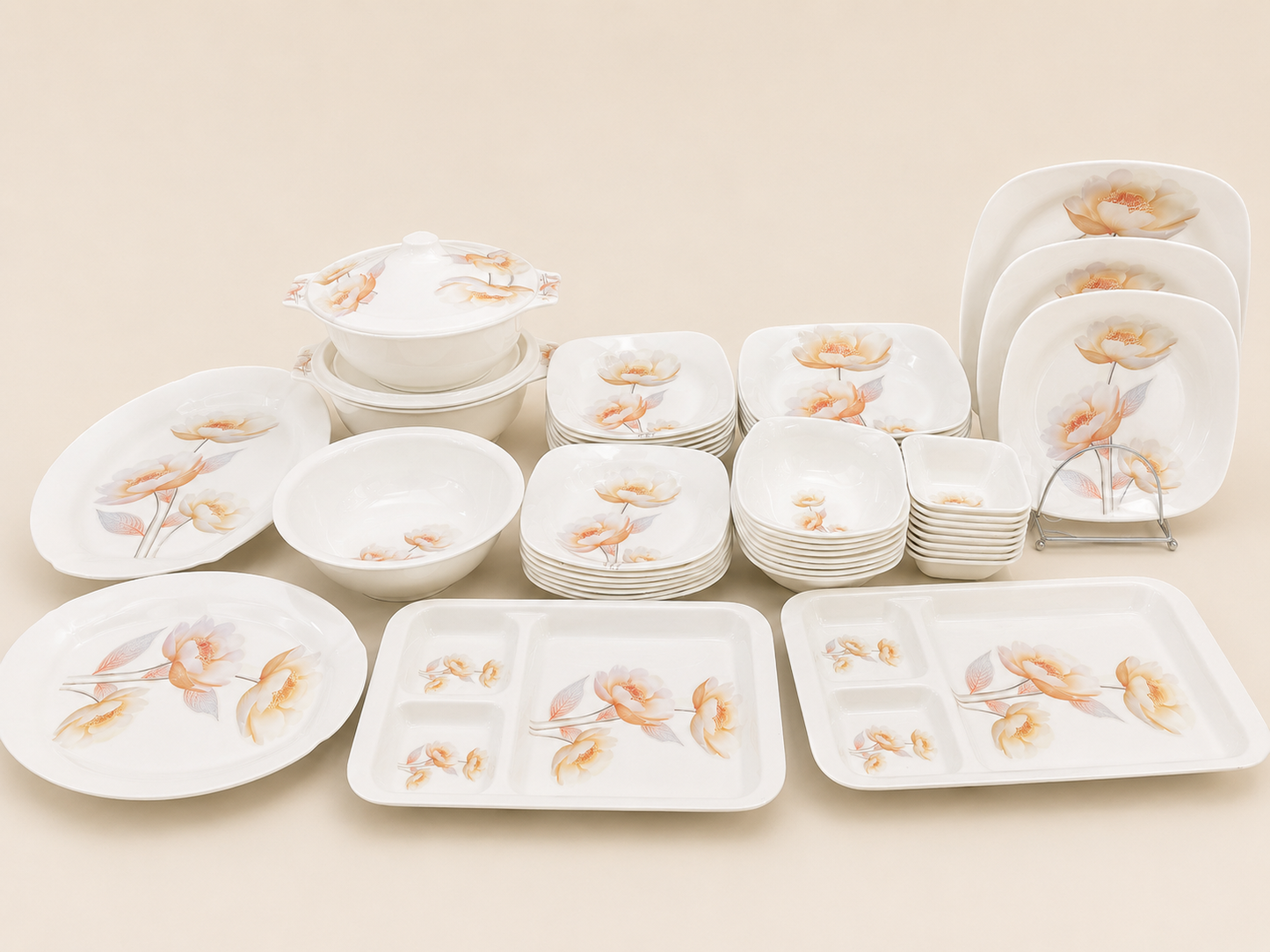 OceanKaka Premium 49 PCS Melamine Dinner Set – 8 Person Serving