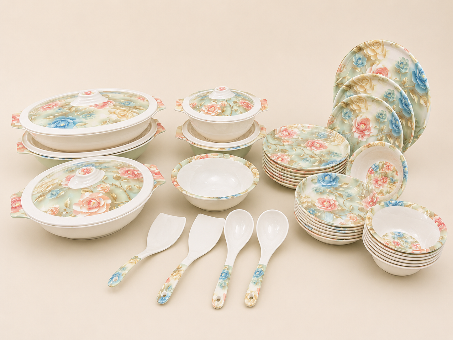 OceanKaka Premium 49 PCS Melamine Dinner Set – 8 Person Serving