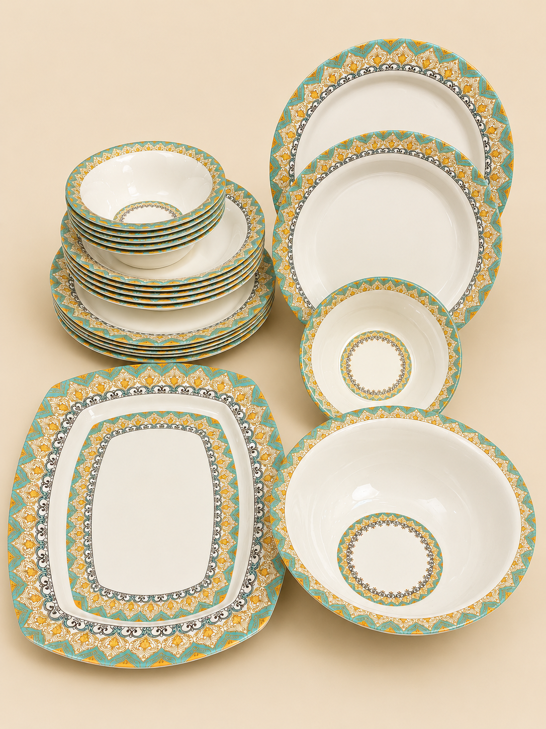 OceanKaka Premium 20 PCS Melamine Dinner Set – 6 Person Serving