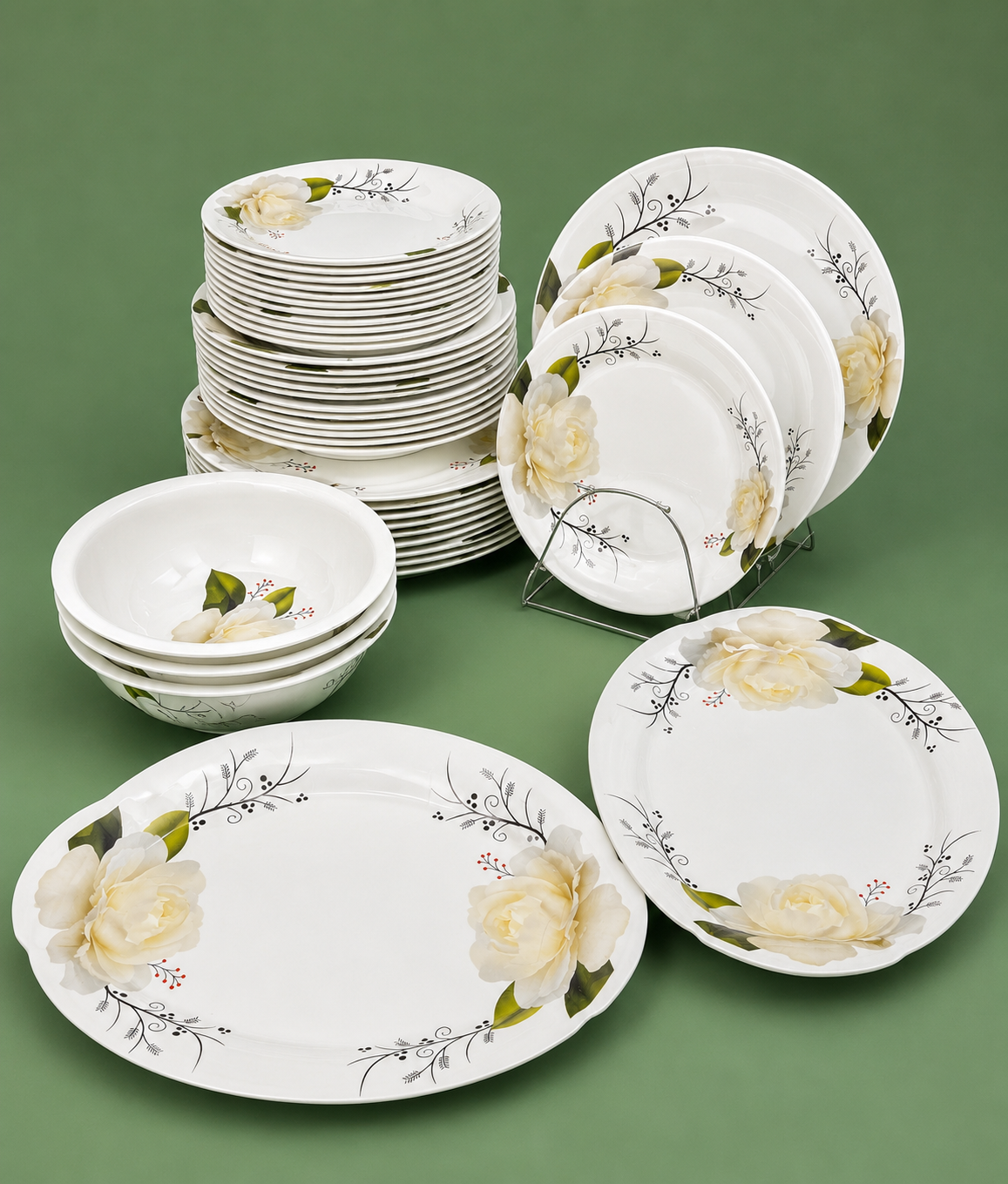 OceanKaka Premium 40 PCS Melamine Dinner Set – 12 Person Serving