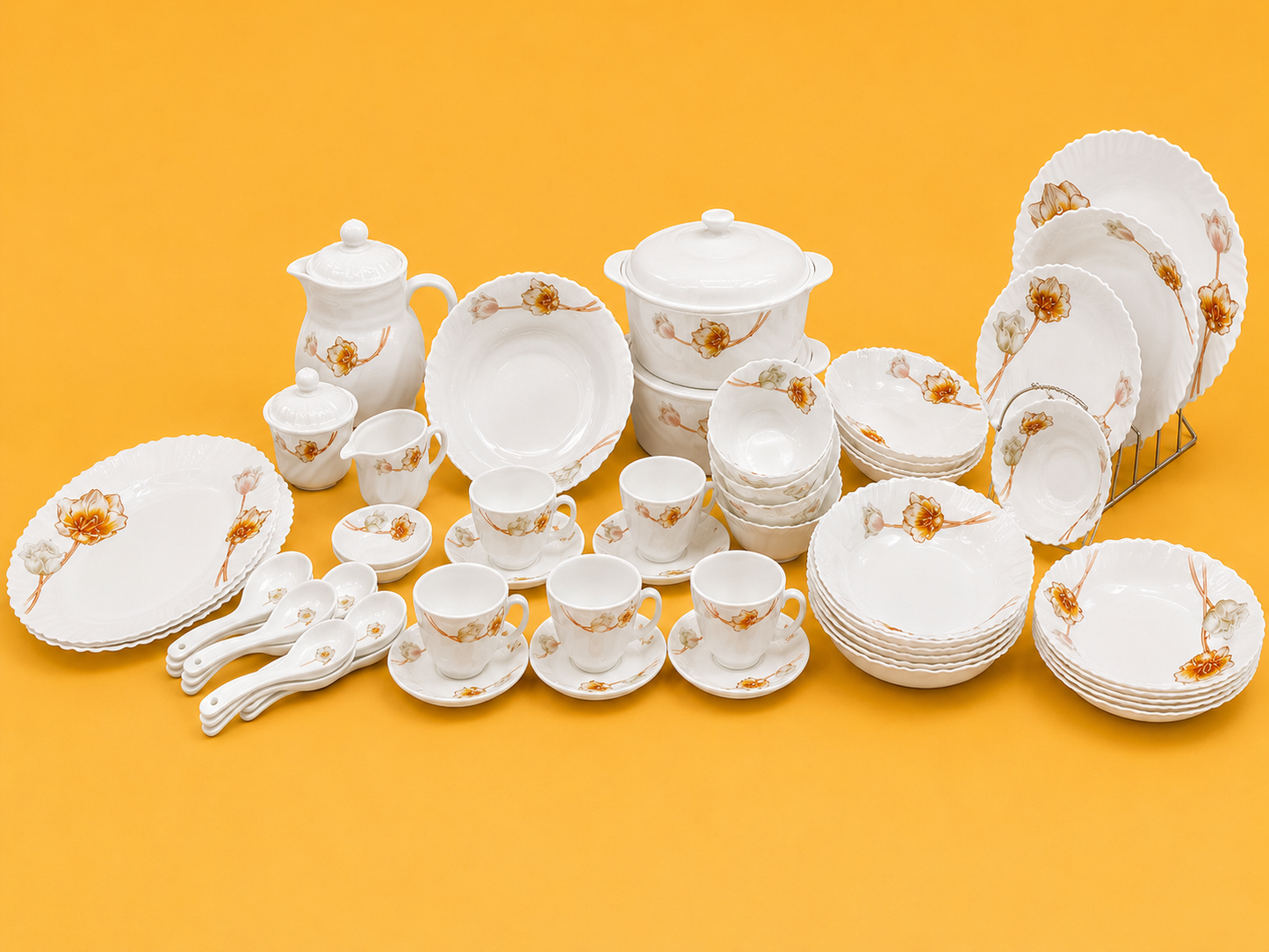 OceanKaka Premium 72 PCS Marble Melamine Dinner Set – 8 Person Serving | Luxury Complete Tableware Collection
