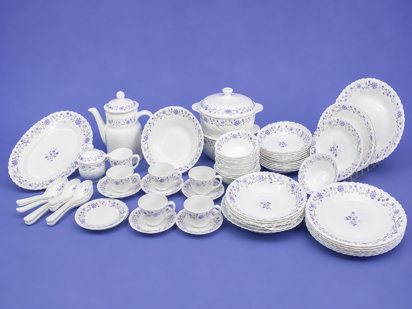 OceanKaka Premium 72 PCS Marble Melamine Dinner Set – 8 Person Serving | Luxury Dining Collection