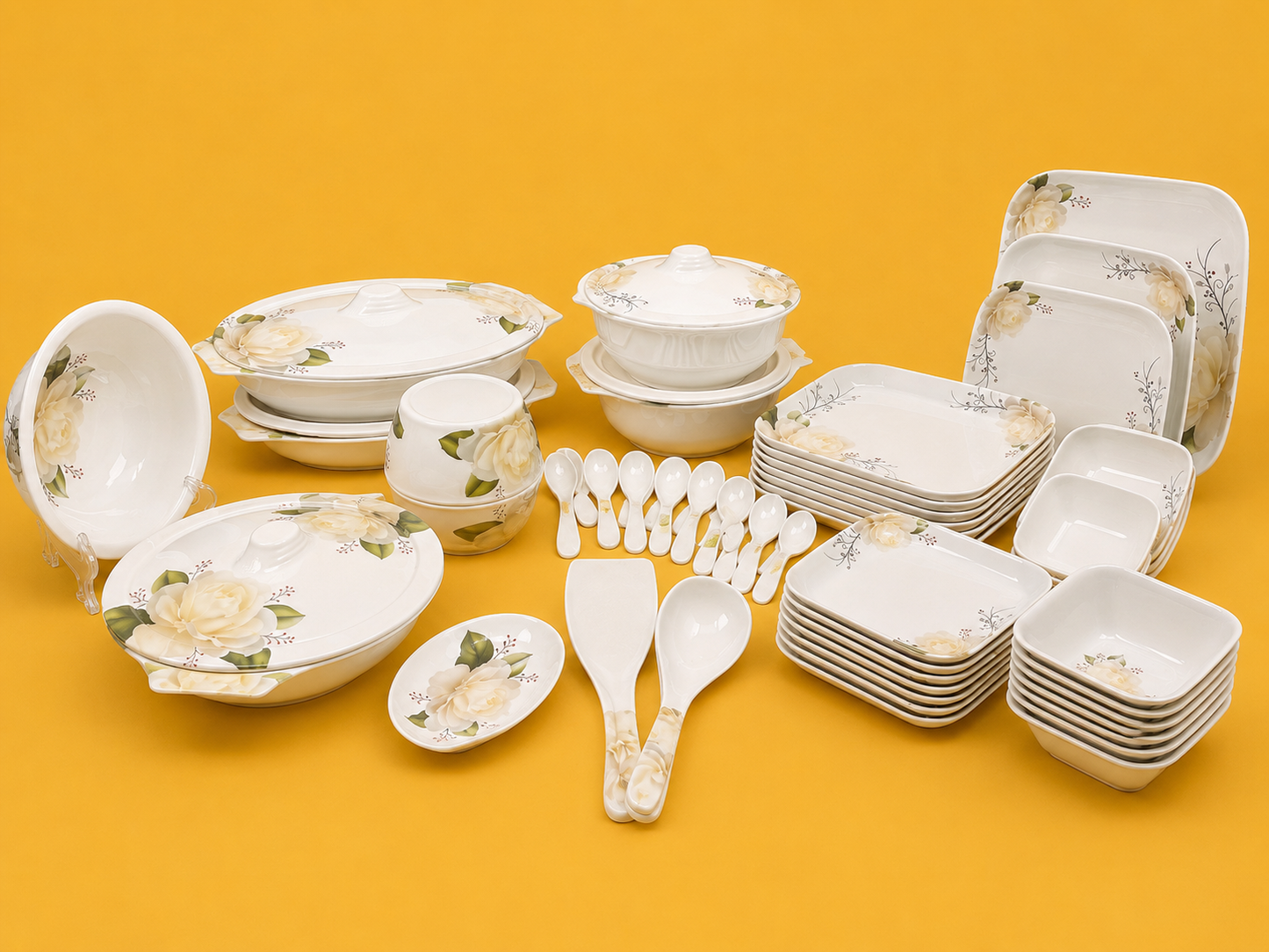 70 PCS Heavy Weight Melamine Dinner Set – 8 Person Serving