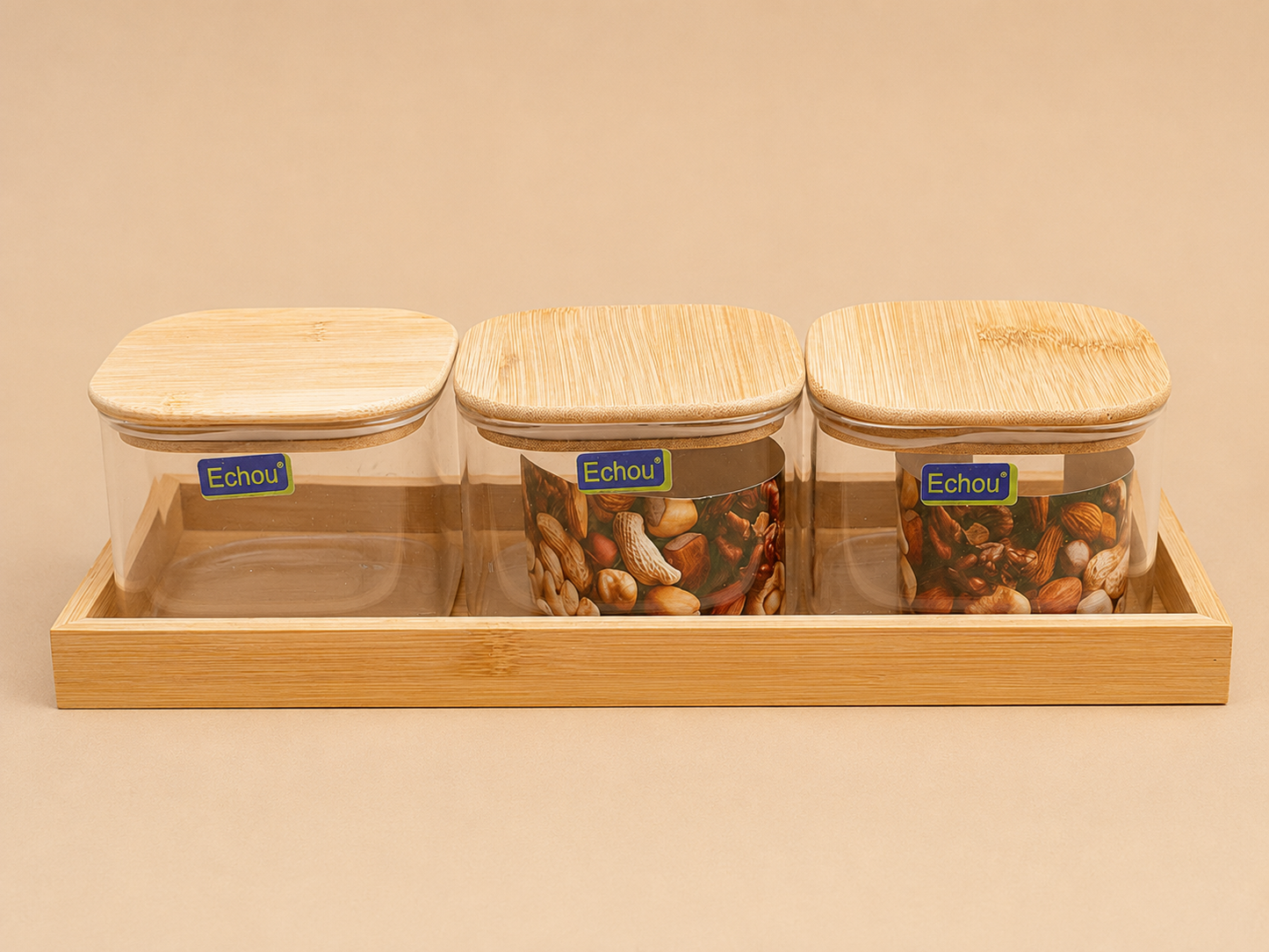 3 PCS Glass Storage Jar Set