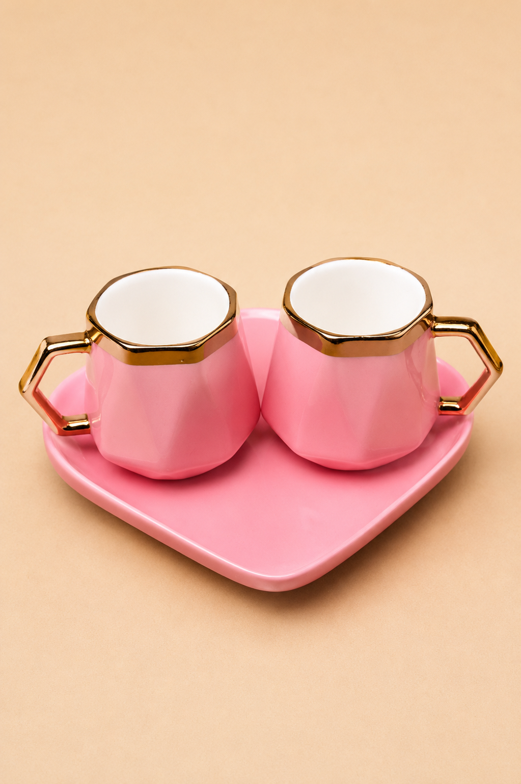 Luxury Couple Cup Set – 2 PCS with Serving Tray