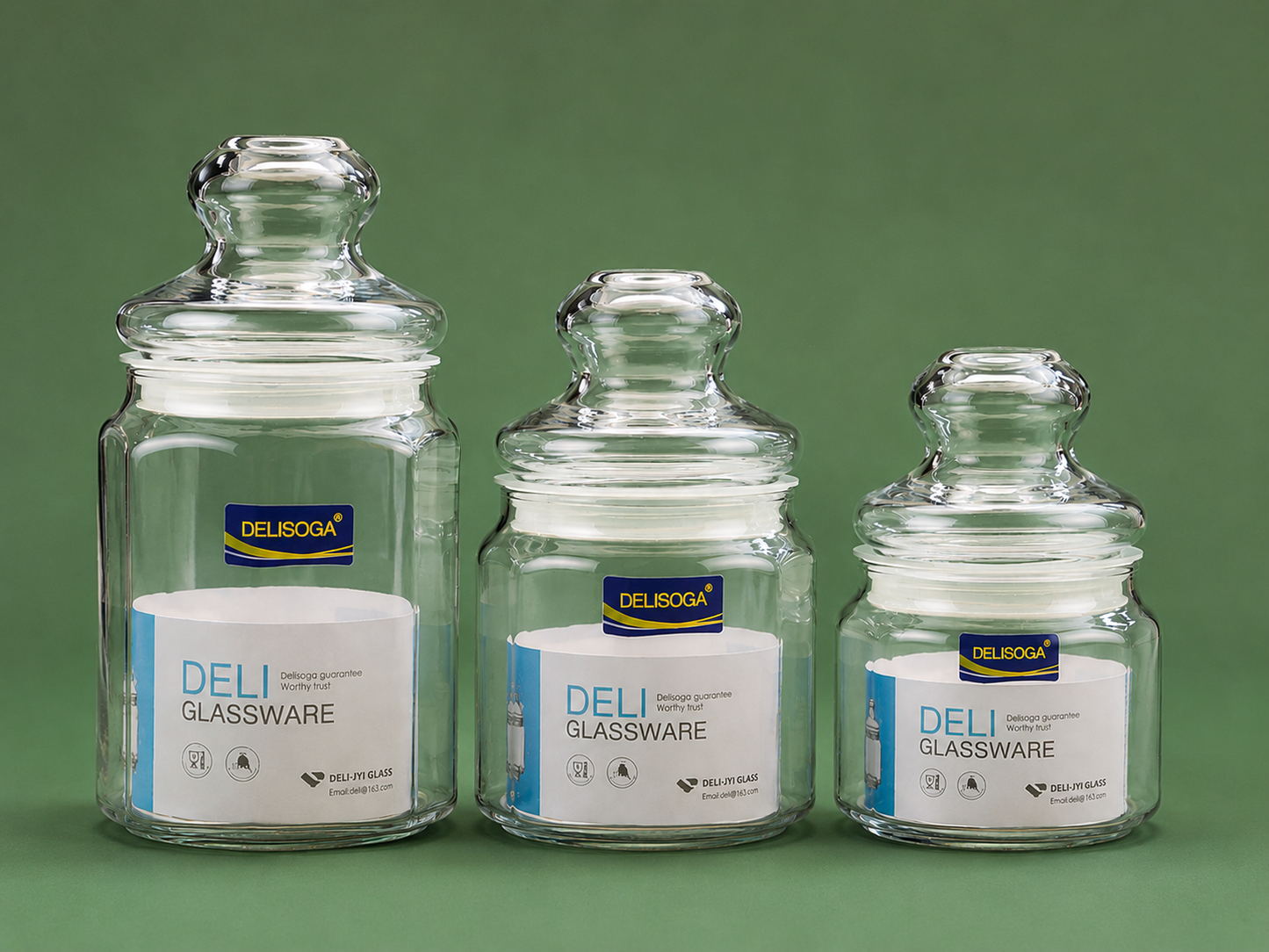 Premium 3 PCS Glass Storage Jar Set