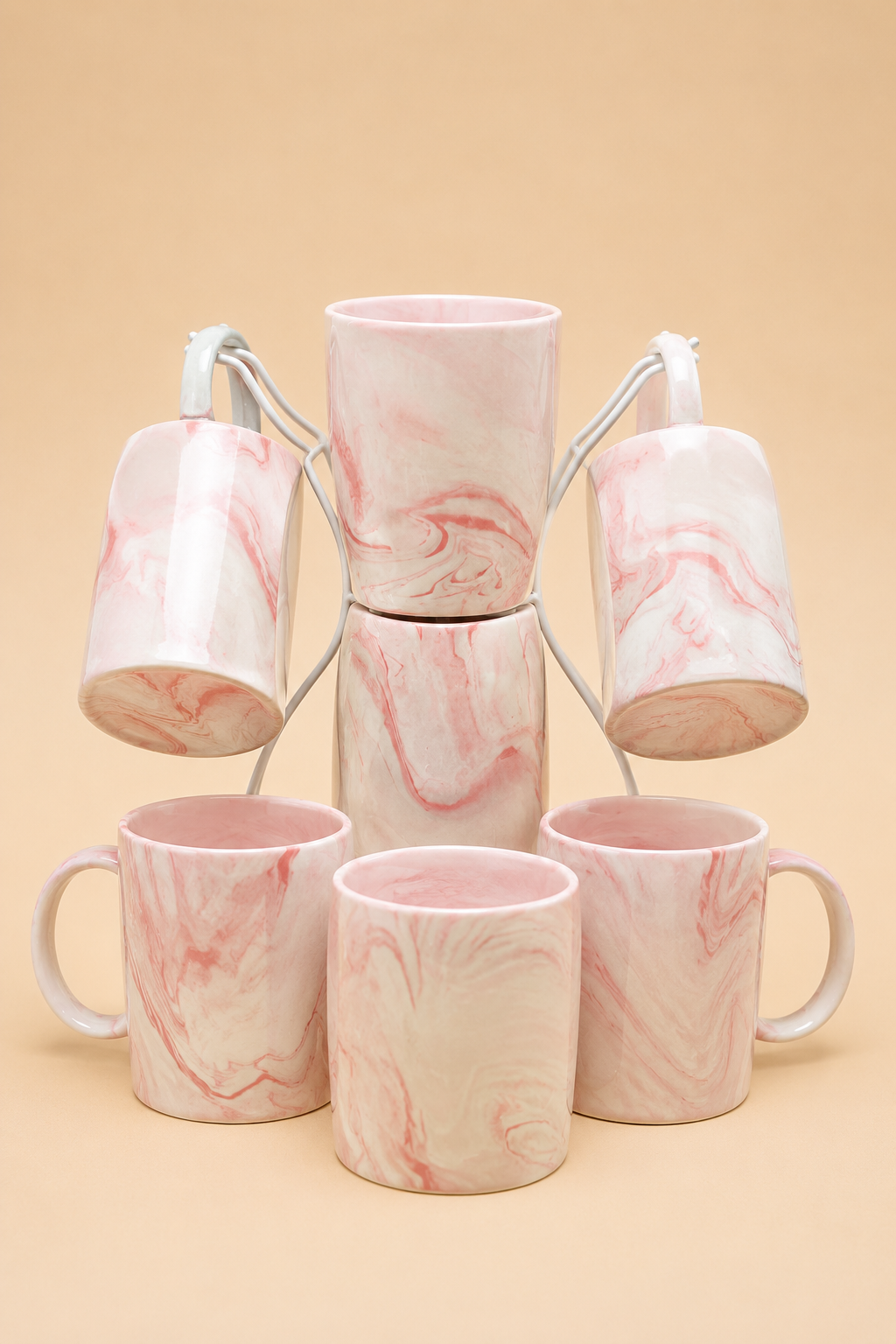 Premium Marble Design Mug Set – 6 PCS