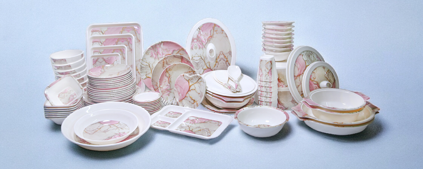 The Pink Elegant Marble Textured Dinnerset