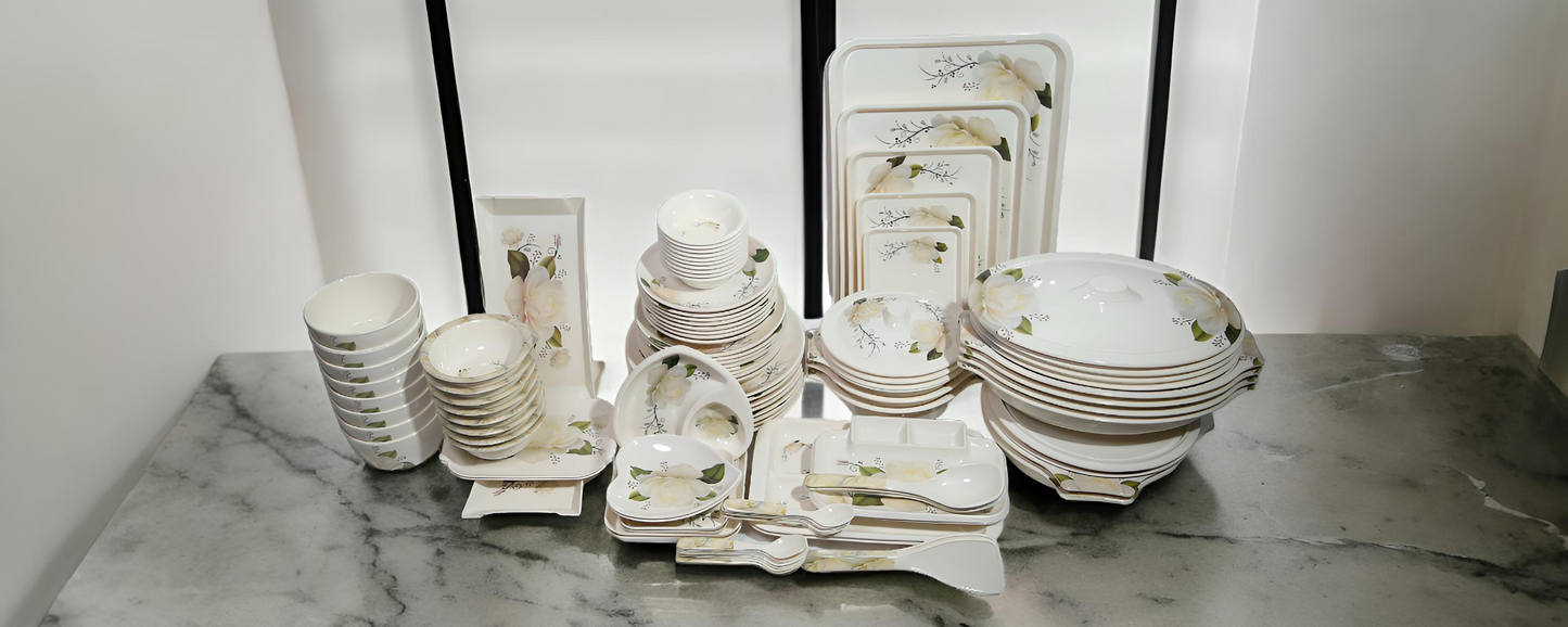Classical simple white box packed Melamine dinner set