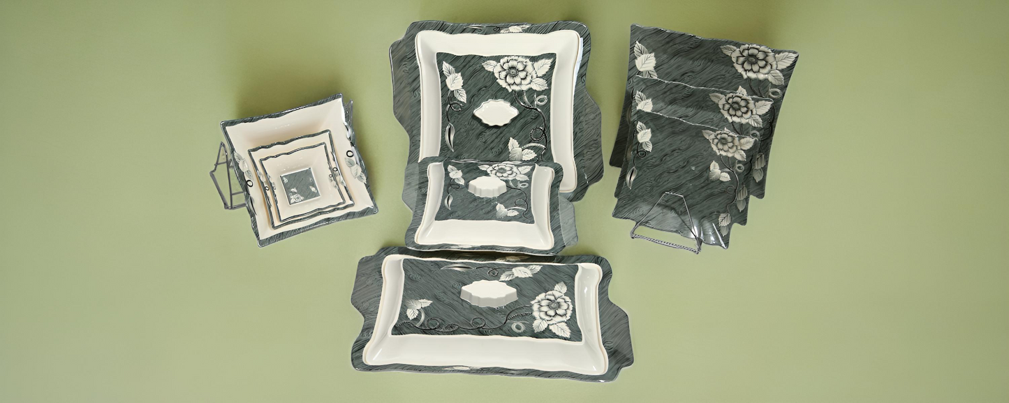 Classical 72 pieces box packed melamine dinnerset.