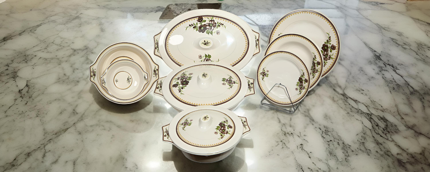 Round Classic Brown Dinnerset Box Packed 8 Person Serving