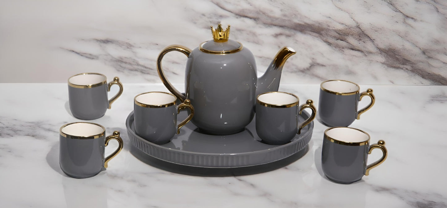 Round tea set with Rotating tray 6 person