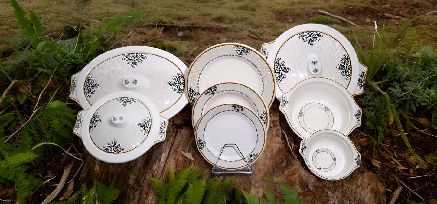 White Melamine 64 pieces box packed Dinner set.
