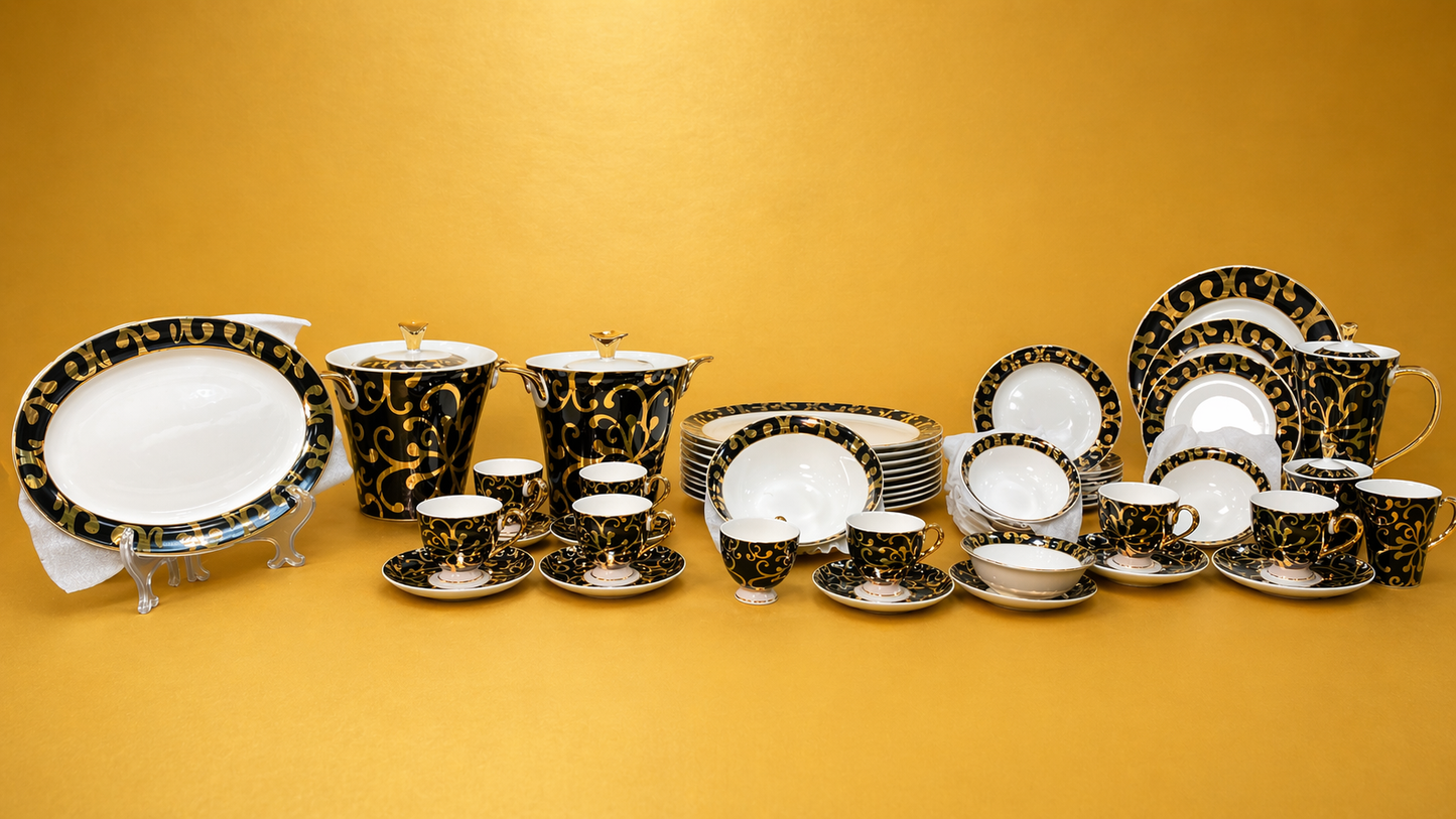 61-Piece Luxury Bone China Dinner Set – Elegant Serving Collection