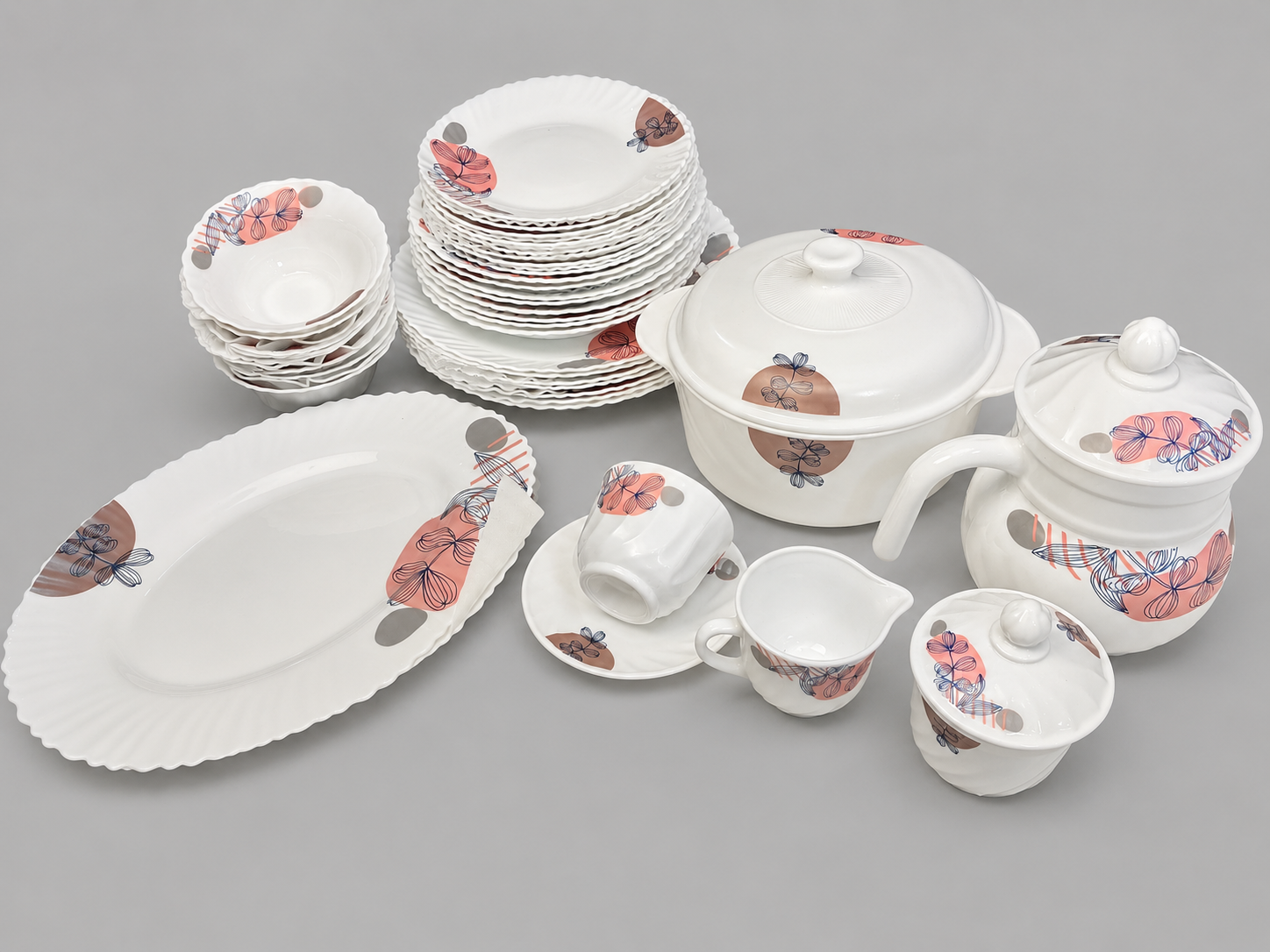 72 PCS Marble Dinner Set – 8 Person Serving