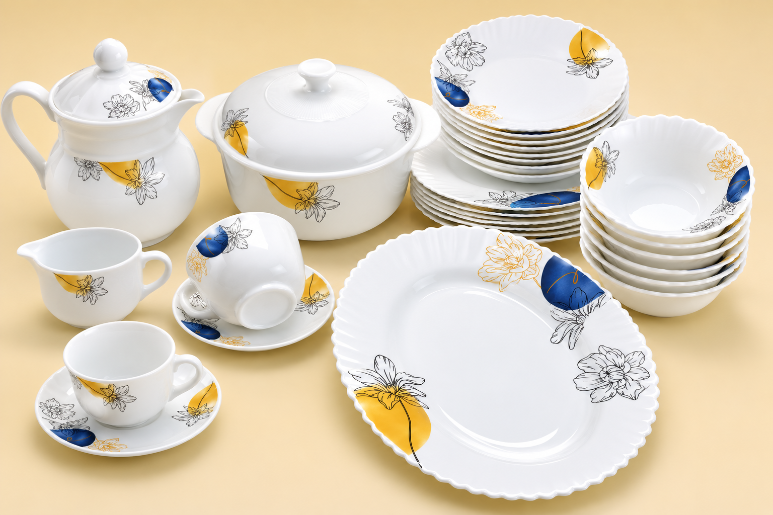OceanKaka 72 PCS Marble Dinner Set