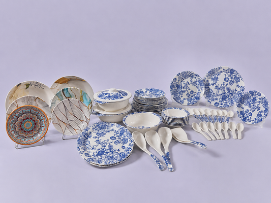 Vintage Blue Floral 60 PCS Tableware Set