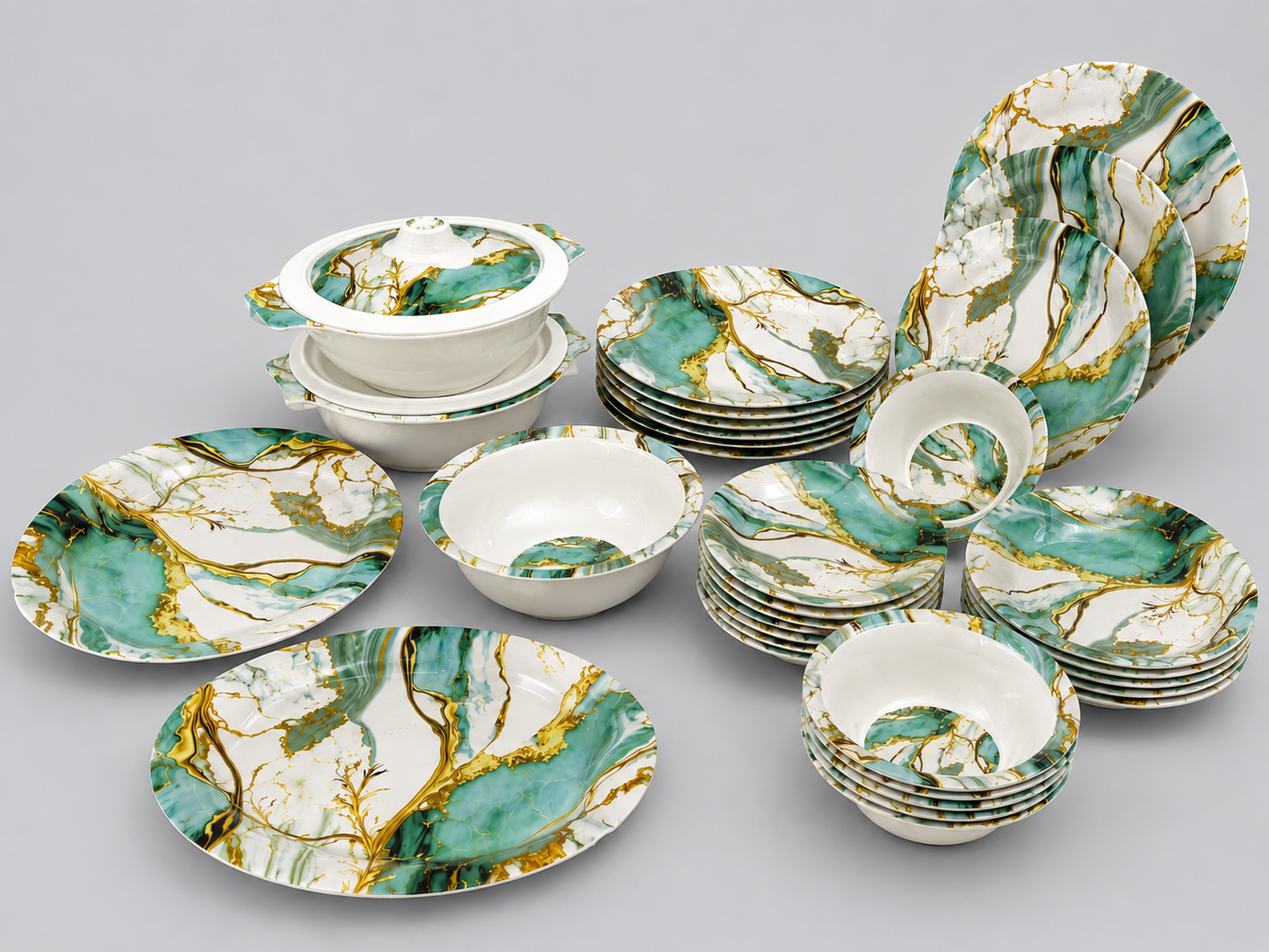 OceanKaka Premium 31 PCS Melamine Dinner Set – 6 Person Serving