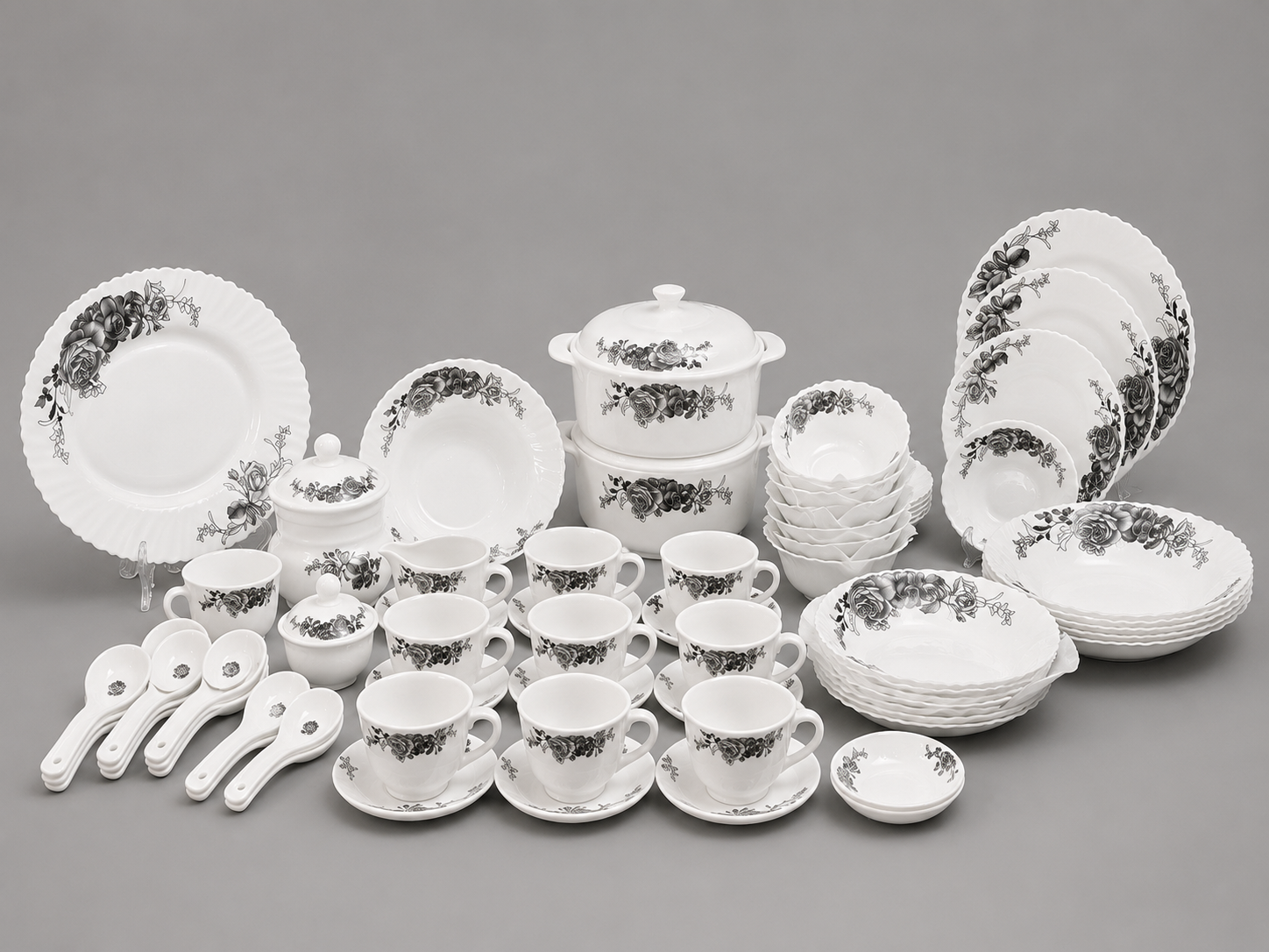 Premium 72 PCS Marble Melamine Dinner Set – 8 Person Serving | Luxury Tableware Collection