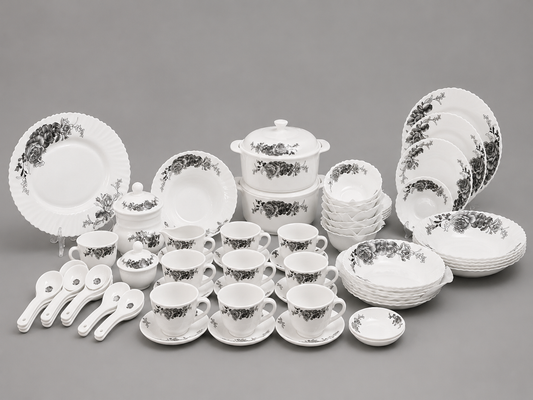 Premium 72 PCS Marble Melamine Dinner Set – 8 Person Serving | Luxury Tableware Collection