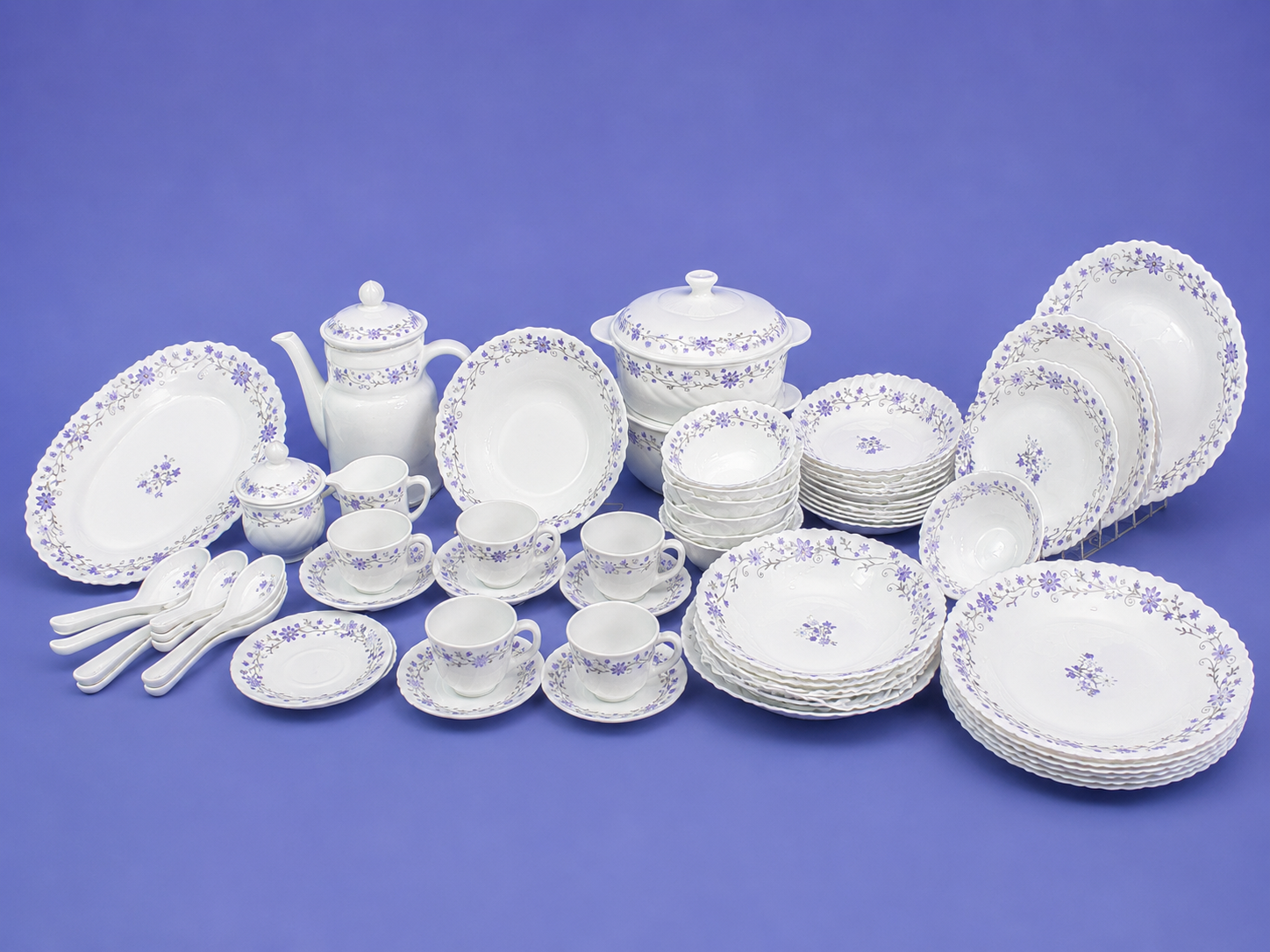 OceanKaka Premium 72 PCS Marble Melamine Dinner Set – 8 Person Serving | Luxury Dining Collection