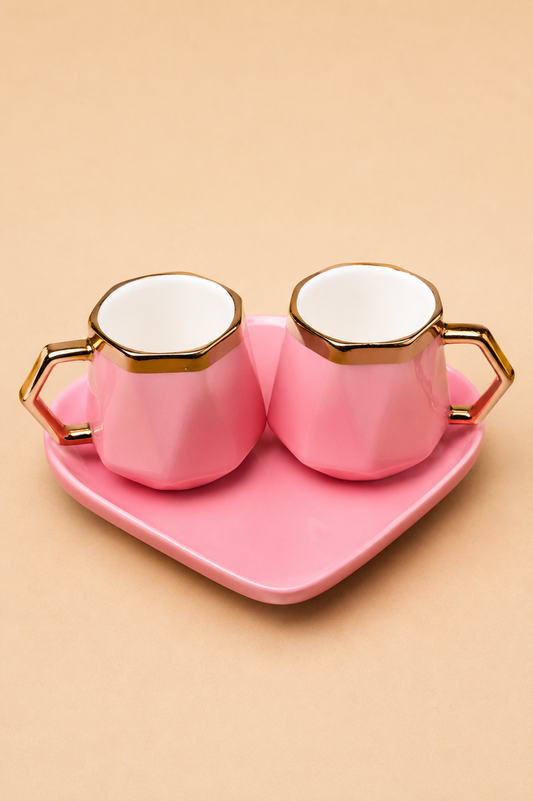 Luxury Couple Cup Set – 2 PCS with Serving Tray