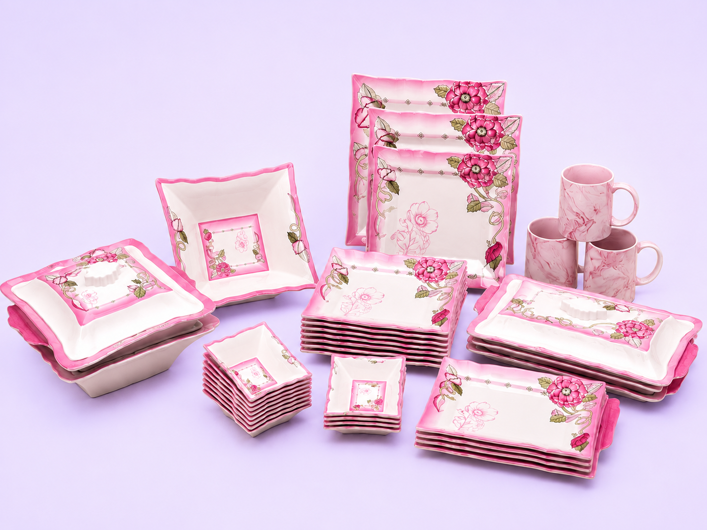 46 PCS Single Glaze Melamine Dinner Set
