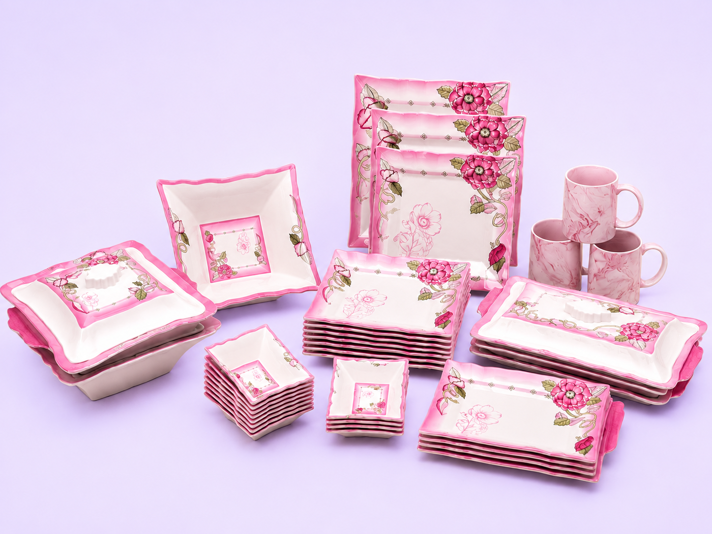 46 PCS Single Glaze Melamine Dinner Set