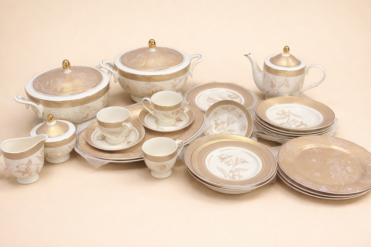 Elite Prestige 61 PCs Fine Bone China Dinner Set