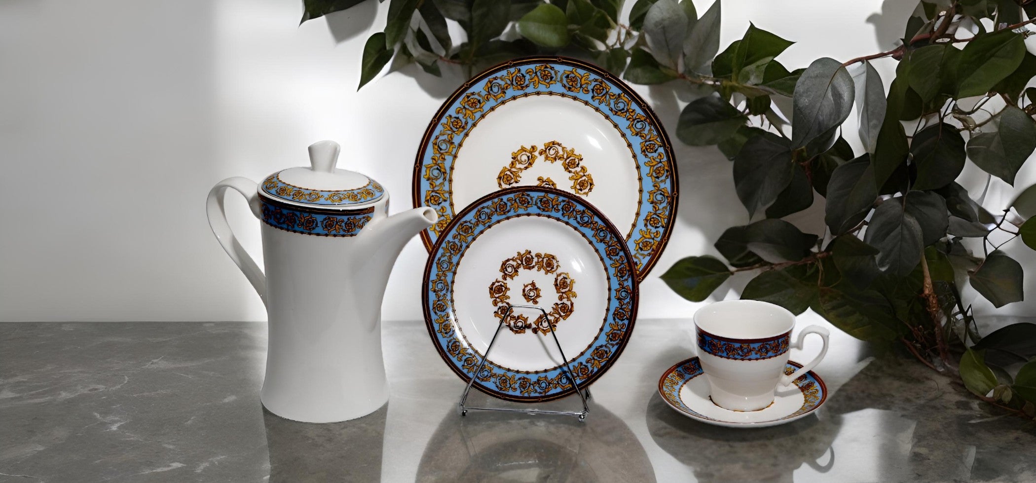 Elegant Dinner Set with Border Perfect for Dining Ocean kaka Melamine