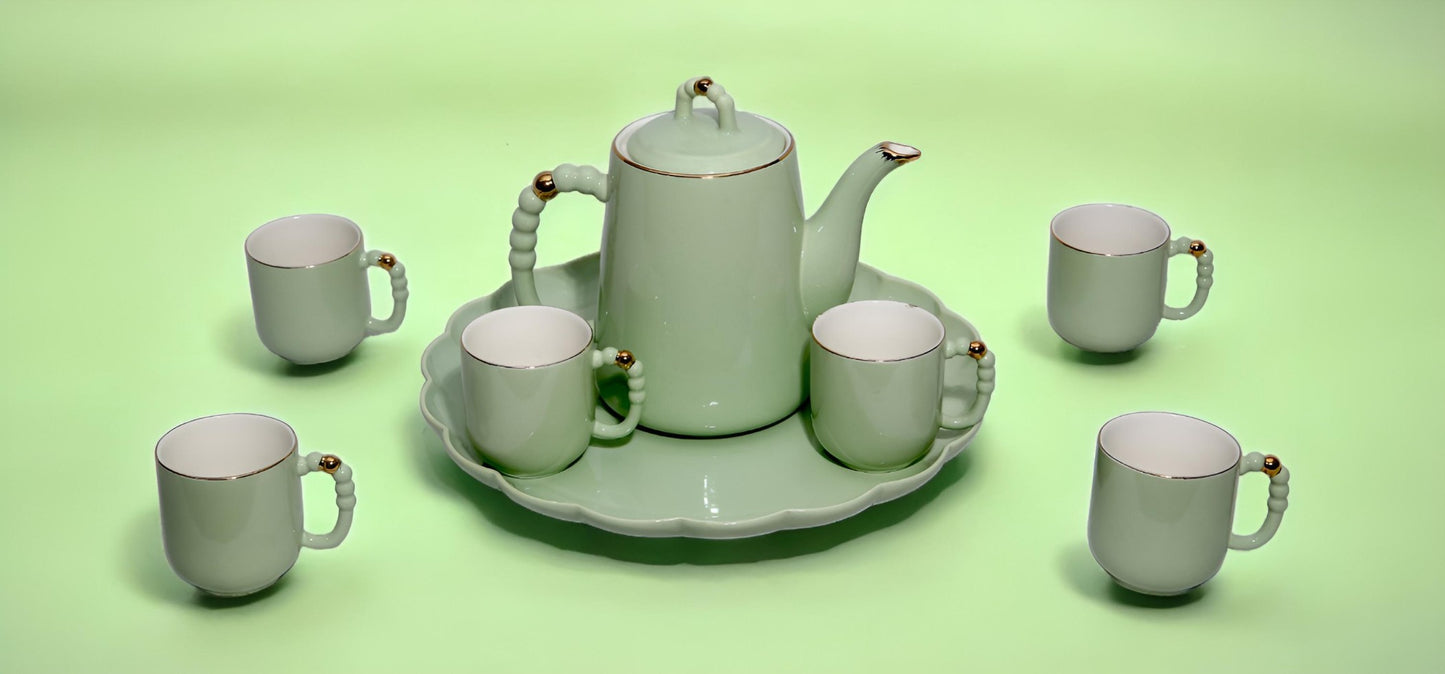 Round tray set with rotating tray 6 person.