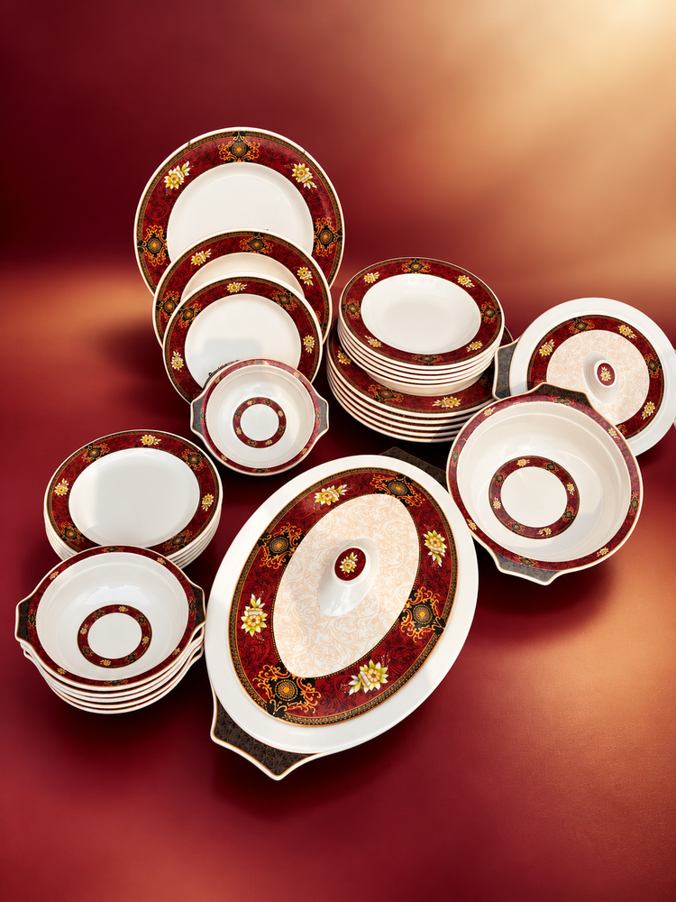 29 Pcs Melamine Dinner Set – Royal Burgundy