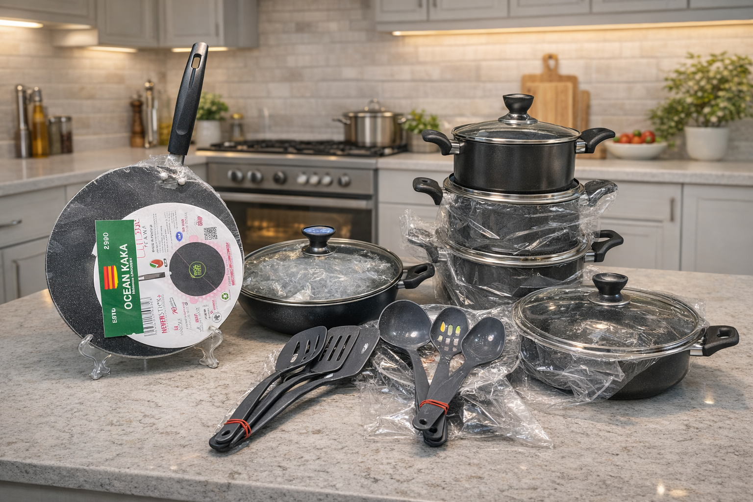 Max 18-Pcs Premium Nonstick Cookware Set– Ocean kaka Melamine