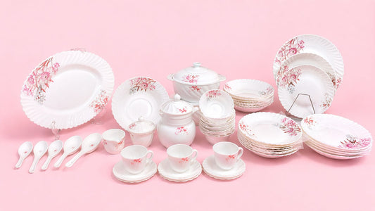 Pink Petal Marble Dinner Set – 72 PCs